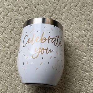 NEW* Celebrate You insulated White Tumbler with Gold Accents